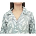 thumbnail image 5 of Bimba Women Full Sleeve Feather Print Sleepwear Shirt And Shorts 2 Pcs Set - 4, 5 of 5