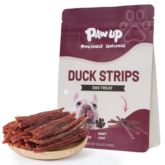 PAWUP Duck Jerky Strips Dog Treats, Natural Healthy, 99% Duck Breast with Taurine, High Protein Training Treats for Small Medium Large Dogs, 10.6oz