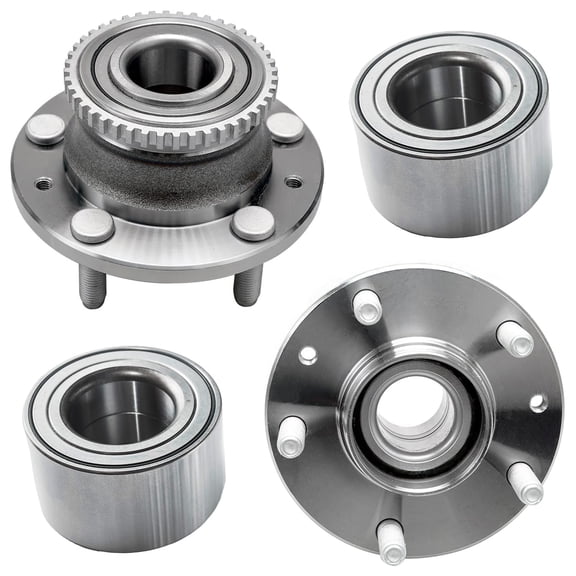 Detroit Axle - 4pc Wheel Bearing Hubs Kit for 2000-2006 Mazda MPV, 01-02 Millenia, 2 Rear Wheel Bearing & Hubs 2 Front Wheel Bearings 2001 2002 2003 2004 2005 Replacement