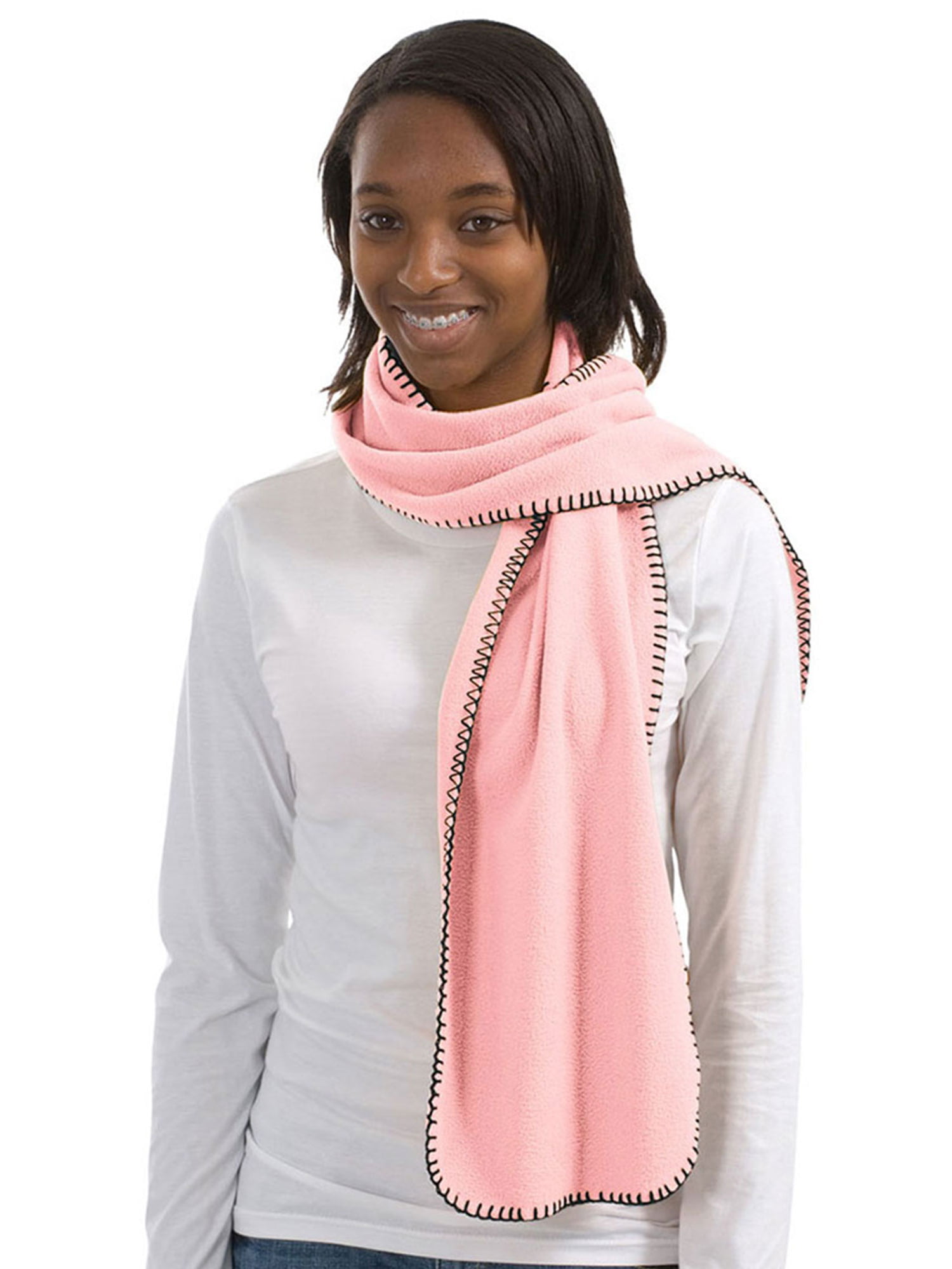 Pink Fleece Scarf with Bow