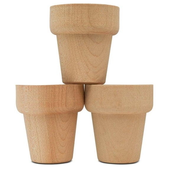 Unfinished Flower Pot Half 1-1/8 x 5/8-inch, Pack of 250 Paint a Flower Pot with Small Craft Flowers for Signs, by Woodpeckers