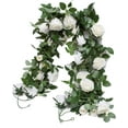 thumbnail image 1 of XmhyTop 3 piezas de 6,56 pies de flores artificiales de rosa de seda para colgar en la boda, guirnaldas para decoración del hogar, exterior e interior, flores (champán), 1 of 5