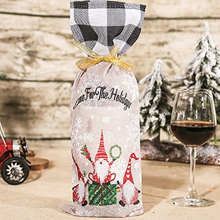 

MIARHB Merry Christmas Santa Wine Bottle Bag Cover Xmas Festival Party Table Decor Gift