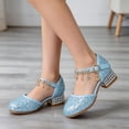 thumbnail image 4 of Gyujnb Girls Glitter Star Moon Charm Heeled Dress Shoes Adjustable Buckle Non- Princess Party Shoes,6-7 Years, 4 of 5