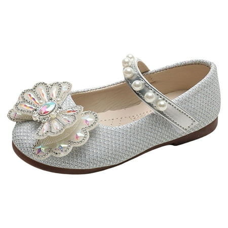 

WuLIQna Girls Shoes Butterfly Knot Bling Sandals Princess Ballerina Shoes Wedding Party Flower Girl Dress Shoes Soft Children Princess Girls Dance Leather Shoes Sequined Soft Bottom Baby Shoes