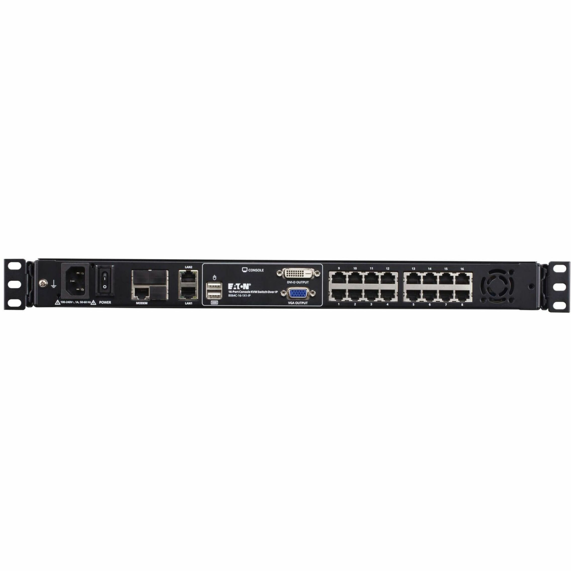 Eaton 16-Port Cat5 KVM over IP Switch - 19 in. LCD, 1 Remote or 1 Local User, 1U Rack-Mount, TAA (b064c-16-1-ip)
