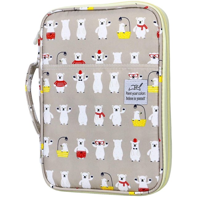 Estuche para lápices de colores con 96 ranuras, gran capacidad, organizador de bolígrafos y portalápices con cremallera (oso de baño)