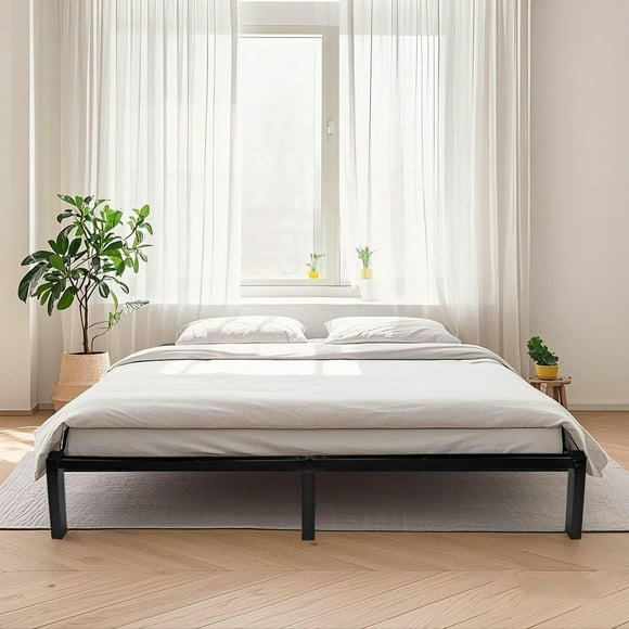 Queen Size Bed Frame, Metal Platform Bed Heavy Duty Steel Slat Support Bed Mattress Foundation with Anti-Slip Foot Pads, 882 lbs Capacity​, No Box Spring Needed