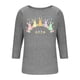 thumbnail image 4 of Mujeres 3/4 Manga Tops Y Blusas Impresas Cuello Redondo Casual Otoño Invierno Blusa, 3/4 Manga Casual Tops para Mujeres, 4 of 7