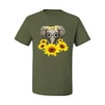 thumbnail image 2 of Elephant Sunflower Cute Love Animal Lover Men's Graphic T-Shirt, Military Green, 4XL, 2 of 3