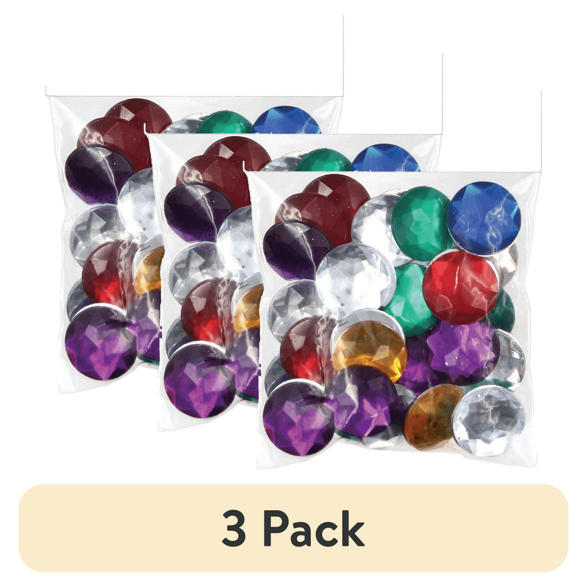 (3 pack) Hello Hobby 18mm Loose Gems for Crafting, Assorted Colors, Synthetic, 40 Count