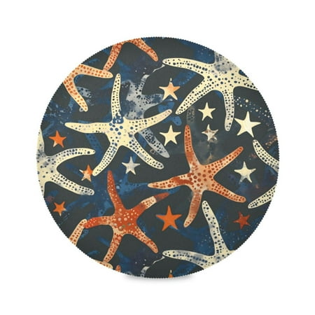 Round Plate Mat 15.4x15.4 Inchesx1 Placemat Table Mat Kitchen Mat Coffee Mat Fabric Thick Strong Wear-Resistant Heat Resistance Multicolor Starfish