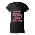 thumbnail image 2 of Wild Bobby, Fighting Cancer And Still Sexy, Breast Cancer Awareness, Women Standard V-Neck Tee, Black, Small, 2 of 5