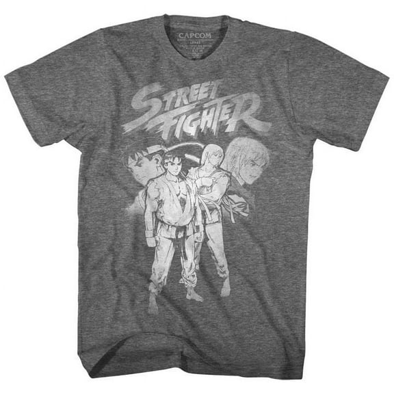 Street Fighter Sf Alpha 3 Ryu Ken Graphite Heather Adult T-Shirt 5Xl