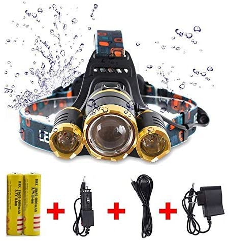 Best Headlamp 10000 Lumens,Super bright Helmet light,USB 18650 rechargeable  Headlight, waterproof, zoom function, 3 lights 4 mode,Perfect for Hunting  outdoor sports headlight-Battery Included(Gold) | Walmart Canada