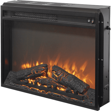 23 inch Electric Fireplace Insert, Realistic Flame Effect Heater with Log Set, 1400W Wall Mount/Insert Fireplace for TV Stand, Overheat Protection, Antique Black, Vent Free