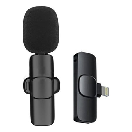 Wireless Lavalier Microphone for iPhone iPad Recording, iPhone Mic, Lightning Interface. Auto-Syncs Clip-on, Plug-Play