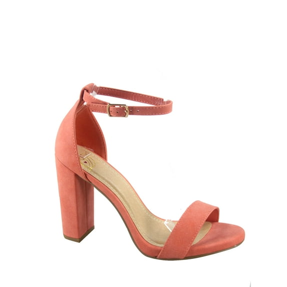 Shiner Women's Fashion Open Toe Ankle Strap Buckle Chunky High Heels Sandals Shoes