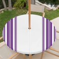 thumbnail image 6 of Round Outdoor Tablecloth with Umbrella Hole and Zipper, Purple Striped Fitted Table Cover with Elastic Edge for 36-44 Inch, Farmhouse Simple Line Vertical Stripes Waterproof Patio Tablecoths, 6 of 9