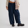 thumbnail image 1 of Pantalones holgados de mujer Pantalones casuales sueltos Pantalones de playa bohemios plisados ​​de color sólido simple FLhrweasw Nuevo, 1 of 7