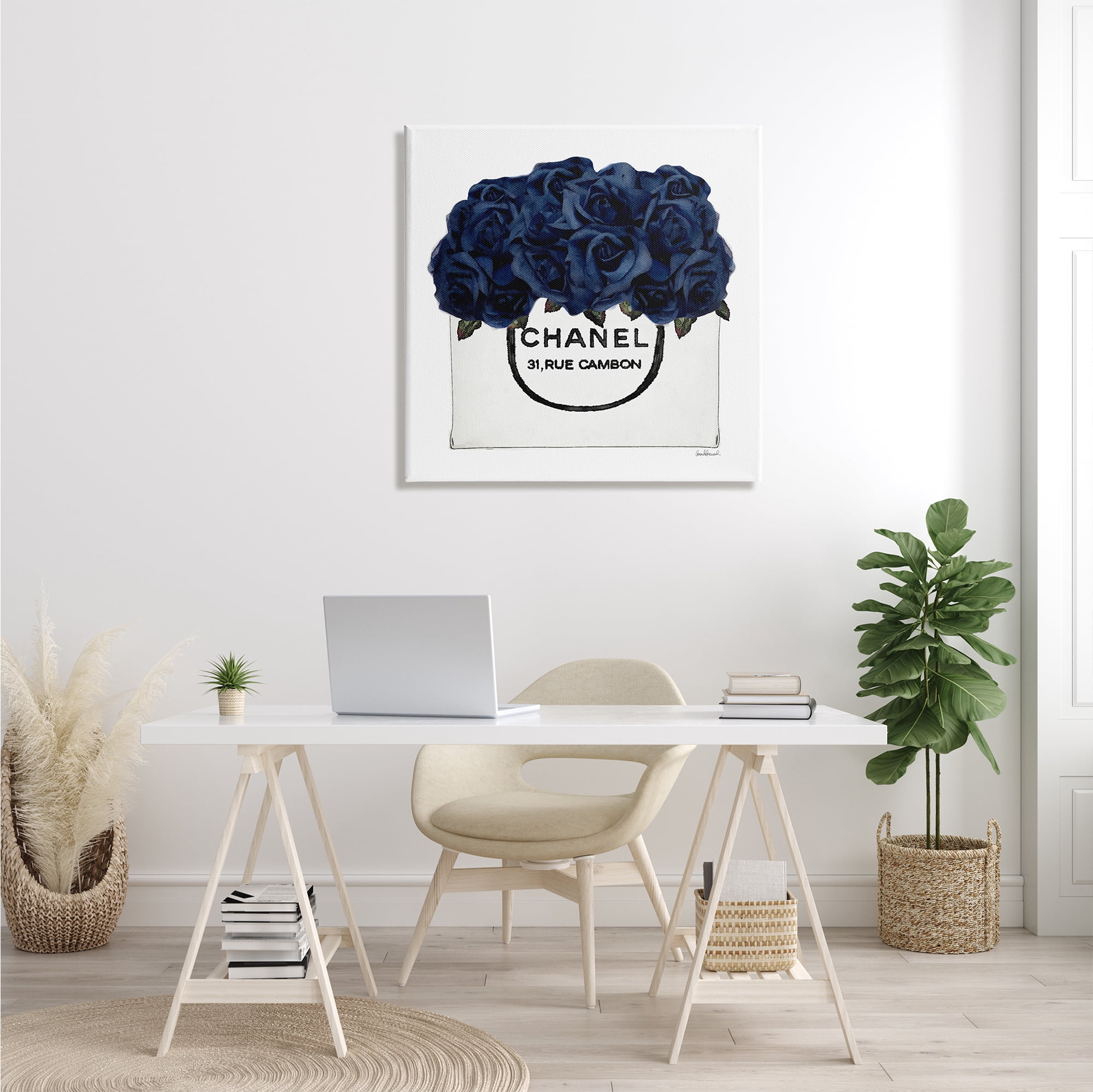 Stupell Industries Chic Navy Blue Roses in Glam Fashion Bag Graphic Art Gallery-Wrapped Canvas Print Wall Art, 30x30, by Amanda Greenwood
