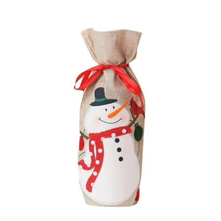 

BOSTEY Christmas Table Decoration Props Cartoon Red Wine Bottle Set Santa Wine Bottle Bag