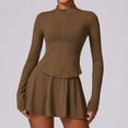 thumbnail image 1 of Conjunto deportivo de 2 piezas para mujer, traje de Yoga, ropa deportiva de manga larga, Top deportivo, Falda corta, mallas de entrenamiento para gimnasio, ropa de gimnasio, 1 of 5