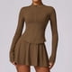 thumbnail image 1 of Conjunto deportivo de 2 piezas para mujer, traje de Yoga, ropa deportiva de manga larga, Top deportivo, Falda corta, mallas de entrenamiento para gimnasio, ropa de gimnasio, 1 of 5