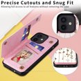 thumbnail image 4 of Allytech iPhone 12/ 12 Pro Case with Card Holder, Stylish Flower with Glitter Bling Rhinestone Stand Shockproof Slim Fit Bumper Wallet Case for Apple iPhone 12/ iPhone 12 Pro - Floral, 4 of 7