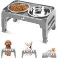 thumbnail image 1 of Lingtoolator Dog Bowls for Small Medium Dogs 3 Height Adjustable Raised Dog Bowl Stand with 2 Thick 6" Stainless Steel Dog Food Bowls Non-Slip Dog Feeder Adjusts to 2.75", 6", 7.5,Gris, 1 of 2