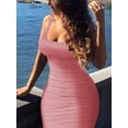thumbnail image 5 of Sherrylily Women Scoop Neck Tank Dress Summer Ruched Ribbed Club Mini Bodycon Dresses, 5 of 5