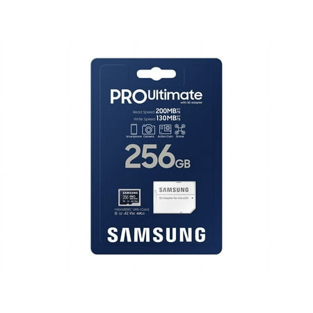Samsung - Pro Ultimate and Adapter 256GB microSDXC Memory Card
