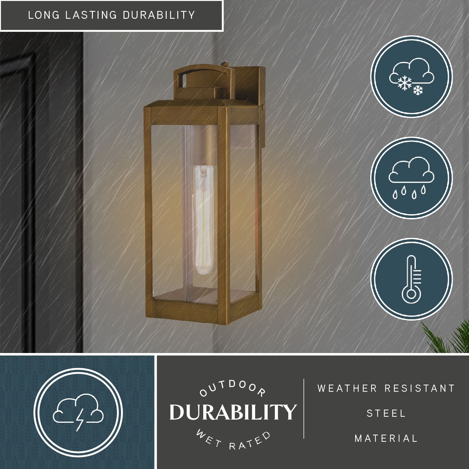 Vaxcel International T0628 5 in. Kinzie Outdoor Wall Light, Vintage Brass
