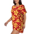 thumbnail image 2 of Wukai Red Vintage Flowers Women's Pajama Set,Short-Sleeve Top and Shorts with Elastic Waistband and Pockets for Loungewear, Yoga, and Casual Wear-3X-Large, 2 of 8