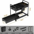 thumbnail image 6 of Under Sink Organizer and Storage, 2-Tier Under the Sink Storage Bathroom Cabinet Shelf Organizer Sliding Kitchen Cabinet Organizer with Hooks(Black,1 Pack), 6 of 10