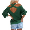thumbnail image 4 of Aoochasliy Womens Sweaters Clearance Pullover off-the-shoulder Raglan Long-sleeved, 4 of 7