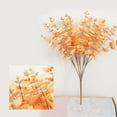 thumbnail image 4 of Ramo de hojas de eucalipto artificiales, tallos de eucalipto artificiales, plantas verdes artificiales naranja, 4 of 4