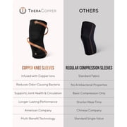 TheraCopper Copper Knee Brace for Men & Women (2 Pack) — Non-Slip Compression Copper Knee Sleeves for Fitness, Running, Workouts & Daily Wear (Large)