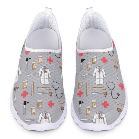 

Cartoon Nurse Print Woman Loafers Women Sneakers Slip On Lightweight Mesh Casual Shoes Summer Breathable Ladies Flats Shoes 2024