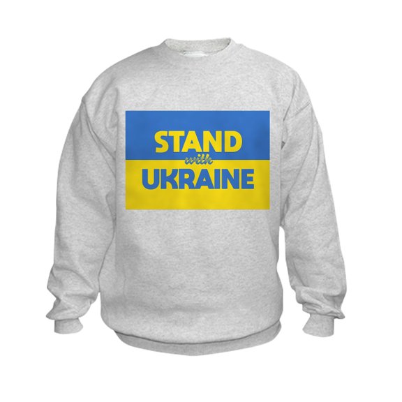 CafePress - Stand With Ukraine Sweatshirt - Kids Sweatshirt, Youth Crew Neck Sweatshirt