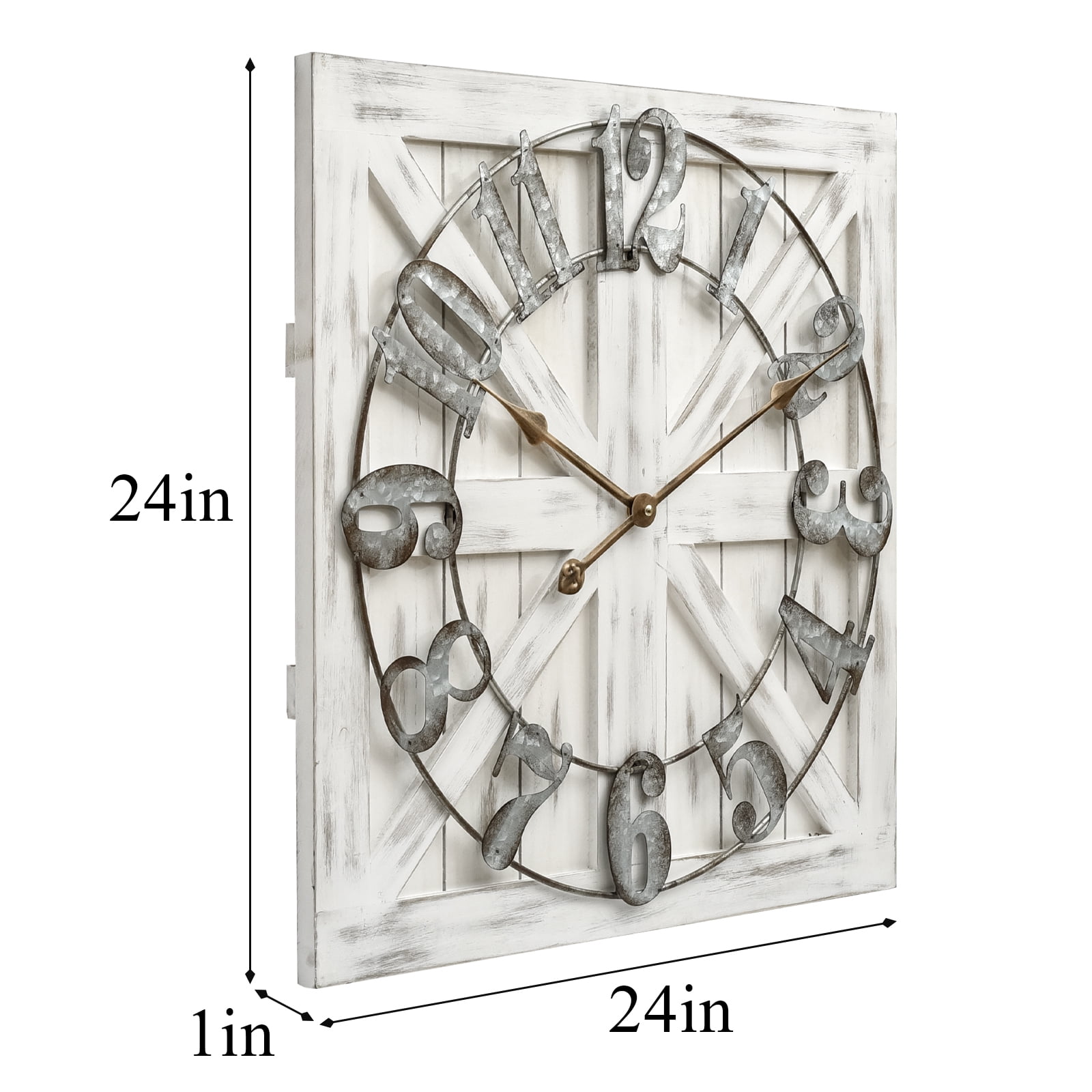 EMAX HOME 24 in Quartz Farmhouse Wall Clocks, Roman Numerals, Silent