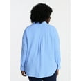 thumbnail image 3 of Terra & Sky Women's Plus Size Double Cloth Boyfriend Shirt, Sizes 0X-5X, 3 of 5