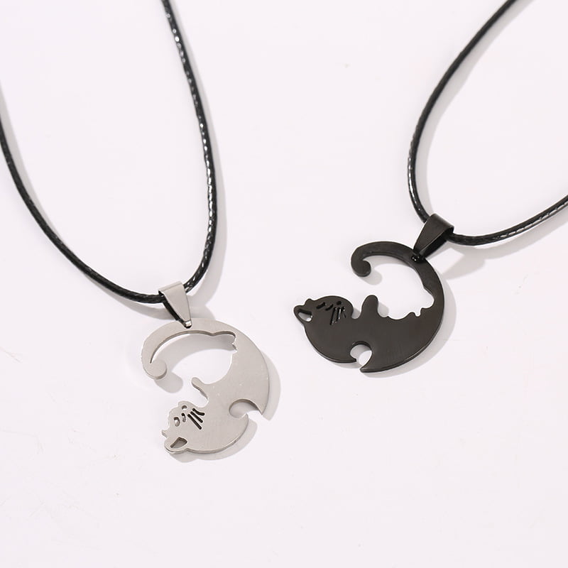 Valentine’s Day Heart Love Cat Family Couple Lover Necklace Pendant Jewelry Gift 