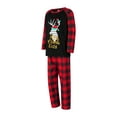 thumbnail image 4 of Elippeo Family Matching Christmas Pajamas, Letter  Deer Head Print Long-Sleeved Tops + Plaid Trousers Sleepwear Outfits, 4 of 10