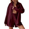 thumbnail image 1 of Traje pantalón corto de corte holgado para mujer: conjunto de poliéster para todas las estaciones, apto para complementar con sombrero, lavable a máquina., 1 of 5