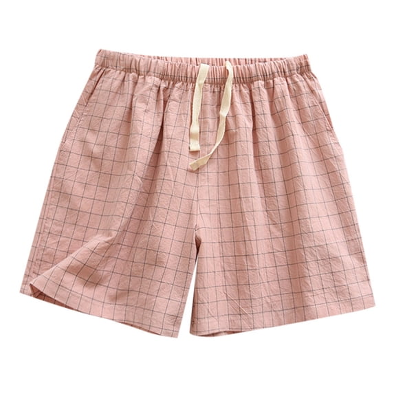 Riforla Summer Thin Cotton Couple Shorts Men's and Women's Home Pants Simple and Loose Three Part Sleeping Pants Four Corner Pants Shorts for Women Pink L