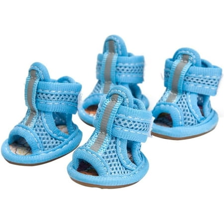 Pet Shoes Solid Color Dog Mesh Sneakers 4Pcs Practical Blue 3#
