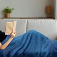 thumbnail image 3 of Blue Soft Flannel Fleece Throw Blanket, Retro Gradient Effected Stained Scene on Plain Style Ground Print, Cozy Plush for Indoor and Outdoor Use, 50" x 70", Persian Blur Royal Blue, by Ambesonne, 3 of 5