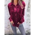 thumbnail image 4 of Camisetas Casuales de Larga con Botones de Terciopelo de Invierno para Mujer Rojo Vino XL, 4 of 8