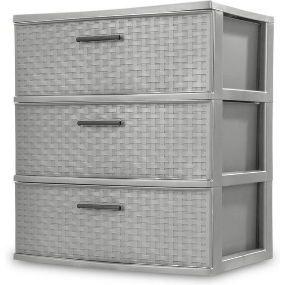3 Drawer Wide Weave Tower color：Cement